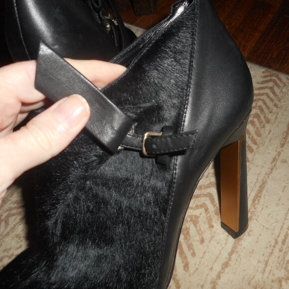 NEW Derek Lam black leather and cow hair booties, size 8 - Picture 8 of 11